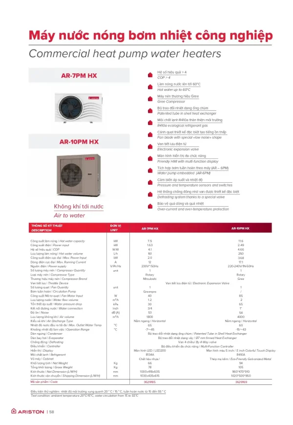 Heat pump Ariston AR-7PM HX 7.5kw - Hình ảnh 3