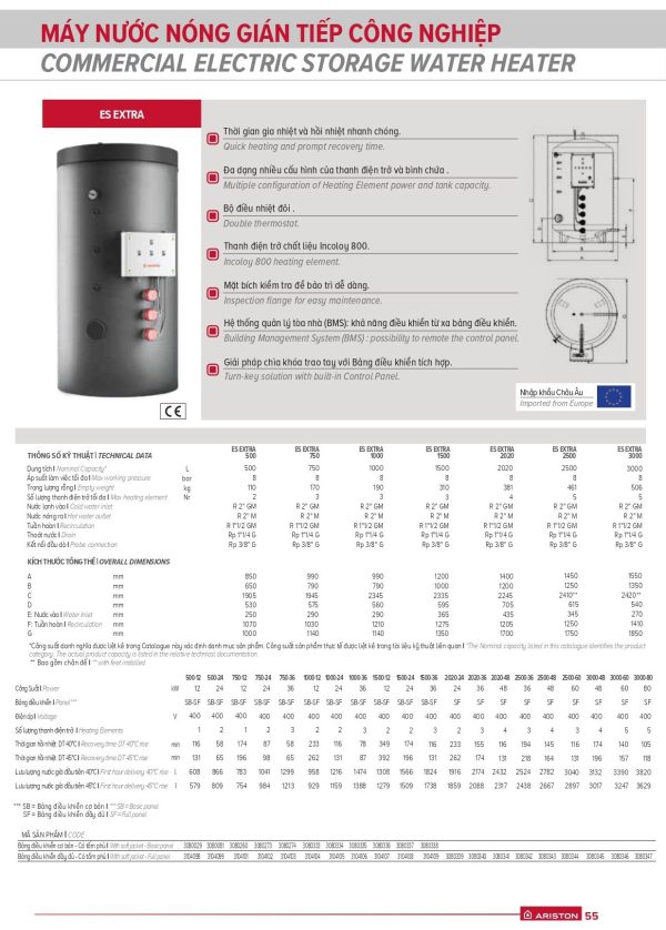 Bình nước nóng Ariston ES EXTRA - Hình ảnh 2