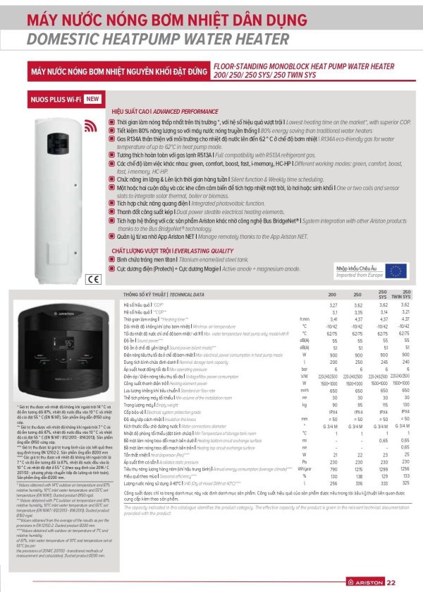 Heat pump Ariston NOUS PLUS WIFI – 250L - Hình ảnh 3