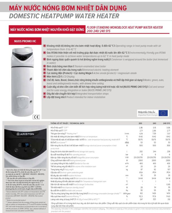 Heat pump Ariston NOUS PRIMO HC 240L - Hình ảnh 3